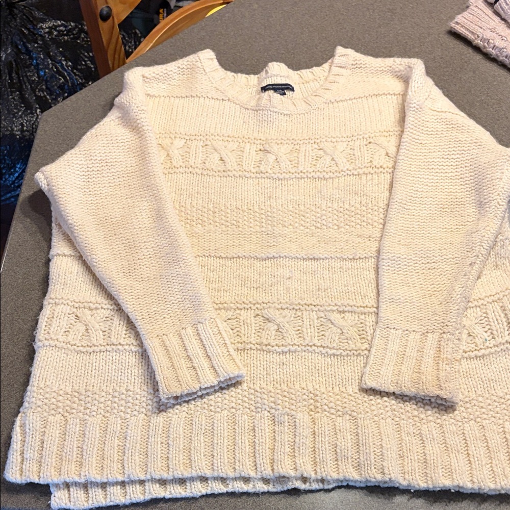 American Eagle Outfitters Cream Knit Sweater